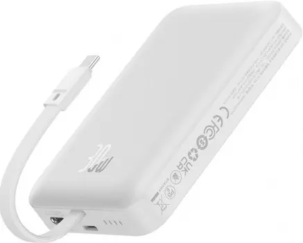 Портативный аккумулятор (Powerbank) BASEUS Magnetic Mini Type-C, 10000 мА·ч, 2.4А, Type-C, QC, QI, белый (P1002210B223-00)