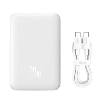 Портативный аккумулятор (Powerbank) BASEUS Magnetic Mini Wireless, 20000 мА·ч, USB, 2.4А, Type-C, QC, PD, QI, белый (PPCX150002)