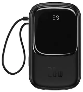 Портативный аккумулятор (Powerbank) BASEUS Qpow Digital Display, 20000mAh, 2xUSB, 3A, Type-C, QC, PD, черный (PPQD-H01)