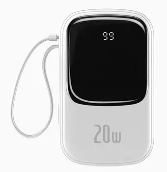 Портативный аккумулятор (Powerbank) BASEUS Qpow Pro Digital Display, 10 А·ч, 2xUSB, 3А, Type-C, QC, PD, белый (PPQD060002)