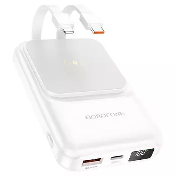 Портативный аккумулятор (Powerbank) Borofone BJ26 Spencer, 10 А·ч, 1xUSB, 2.1А, Type-C, QC, PD, QI, белый (6974443387780)