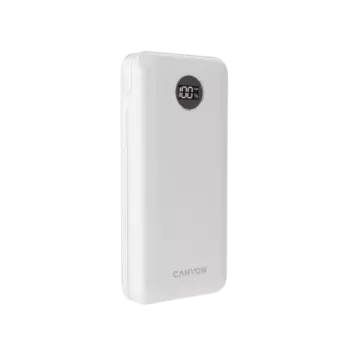 Портативный аккумулятор (Powerbank) Canyon 0, 20000mAh, 2xUSB, 3A, Type-C, QC, PD, белый (CNE-CPB2002W)