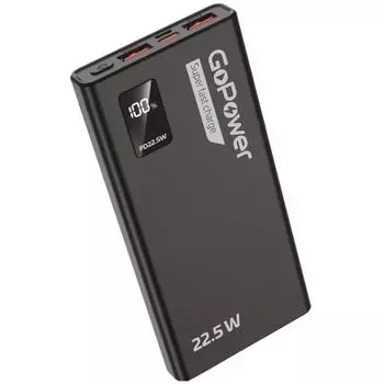 Портативный аккумулятор (Powerbank) GoPower PB03-10, 20000 мА·ч, 3xUSB, 3А, Type-C, QC, черный (00-00029660)