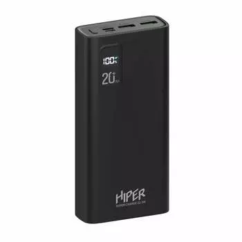 Портативный аккумулятор (Powerbank) Hiper Fast 20000, 20000mAh, 2xUSB, 5A, Type-C, QC, PD, черный (FAST 20000 BLACK)