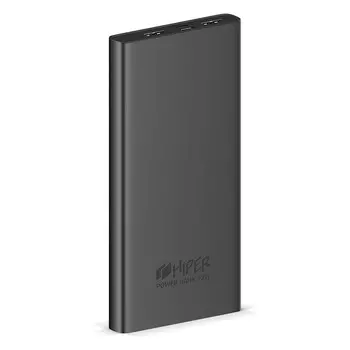 Портативный аккумулятор (Powerbank) HIPER METAL 10K, 10000mAh, 2xUSB, 2.4A, темно-серый