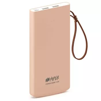 Портативный аккумулятор (Powerbank) HIPER Travel10k, 10000mAh, 2xUSB, 2.4A, персиковый