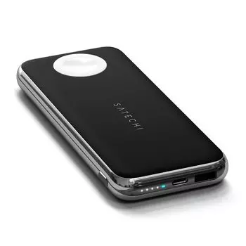 Портативный аккумулятор (Powerbank) Satechi Quatro Wireless Power Bank, 10000 мА·ч, 2xUSB, Type-C, QC, QI, серый космос (ST-UC10WPBM)