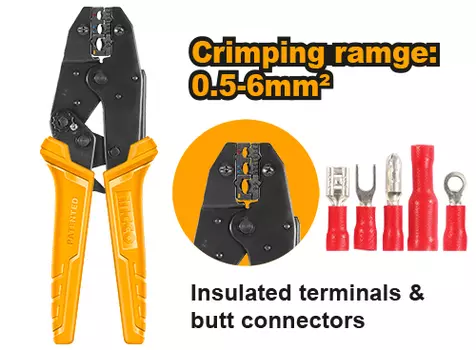 Пресс-клещи обжимные для изолированных наконечников 0,5-6мм INGCO INDUSTRIAL HRCPJ0506