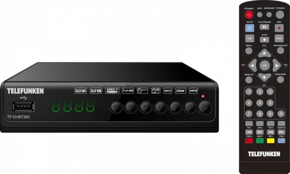 Приставка для цифрового ТВ TELEFUNKEN TF-DVBT262, DVB-T2/DVB-T/DVB-C, HDMI, RCA, RF