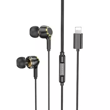 Проводная гарнитура Borofone BM90 Miller, Lightning, черный (6941991111730)