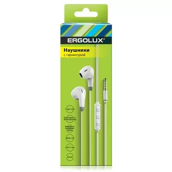 Проводная гарнитура ERGOLUX ELX-WHP01-C01 , Jack 3.5mm, белый (15281)