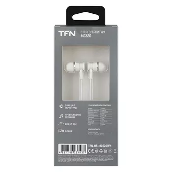 Проводная гарнитура TFN MC520, Jack 3.5 мм., белый (TFN-HS-MC520WH)