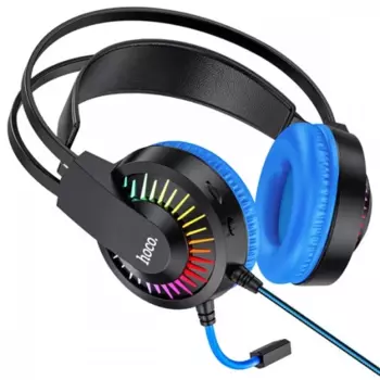 Проводная гарнитура Hoco W105 Joyful, Jack 3.5mm/USB, черный/синий (6931474754172)