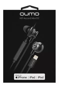 Проводные наушники Qumo Accord Mini (D2), Lightning, черный/серебристый (24381)