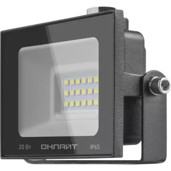 Прожектор светодиодный ОНЛАЙТ OFL-20-6K-BL-IP65-LED, 20Вт, 1600лм, 6000К, IP65, черный (61949)