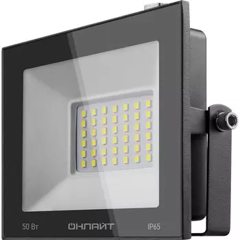 Прожектор светодиодный ОНЛАЙТ OFL-50-6K-BL-IP65-LED, 50Вт, 4000лм, 6000К, IP65, черный (19200)
