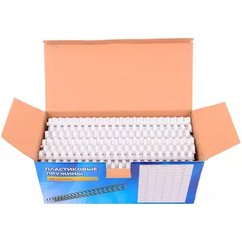 Пружины для переплета 16мм, 111-130 листов, пластик, 100шт., белые, Office Kit (BP2051)