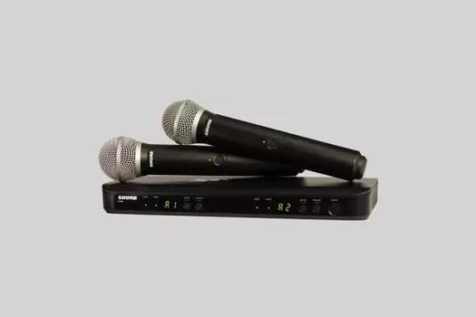 Радиосистема SHURE BLX288E/PG58 M17, беспроводной, аттенюатор 10 дБ, QuickScan, два микрофона, черный