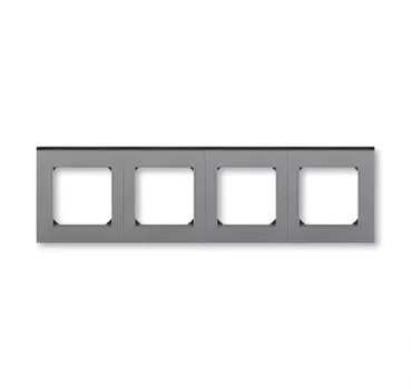 Рамка ABB Levit, горизонтальная и вертикальная, 4-поста, сталь / дымчатый чёрный (2CHH015040A6069)