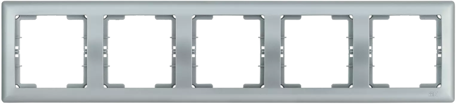 Рамка IEK Bolero РГ-5-БС, горизонтальная, 5-постов, серебро (EMB50-K23)