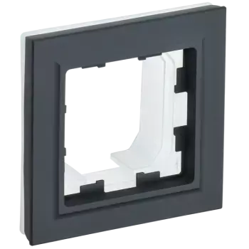 Рамка IEK BRITE РУ-1-БрГ-44, горизонтальная и вертикальная, 1-пост, графит (BR-M12-44-K53)