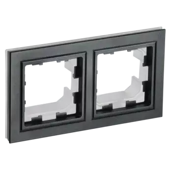Рамка IEK BRITE РУ-2-БрЧ-44, горизонтальная и вертикальная, 2-поста, черный (BR-M22-44-K02)