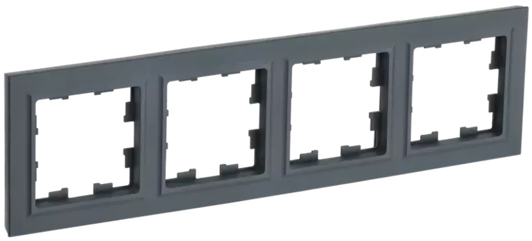 Рамка IEK BRITE РУ-4-БрГ, горизонтальная и вертикальная, 4-поста, графит (BR-M42-K53)