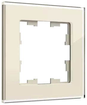 Рамка IEK BRITE стеклянные РУ-1-2-БрВа, горизонтальная и вертикальная, 1-пост, ванильный (BR-M12-G-K10)