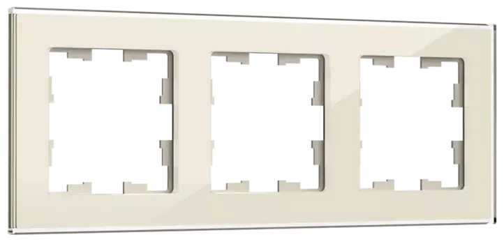 Рамка IEK BRITE стеклянные РУ-3-2-БрВа, горизонтальная и вертикальная, 3-поста, ванильный (BR-M32-G-K10)