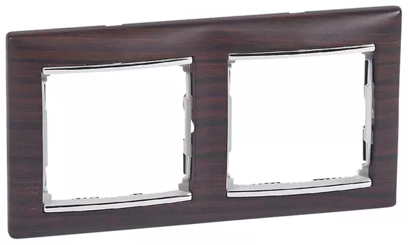 Рамка Legrand Valena, горизонтальная, 2-поста, темное дерево/серебро (770372)