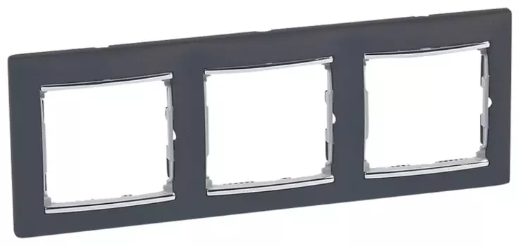 Рамка Legrand Valena, горизонтальная, 3-поста, ноктюрн/серебро (770393)