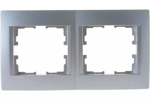 Рамка LEZARD Karina, горизонтальная, 2-поста, серебро (707-4300-147)