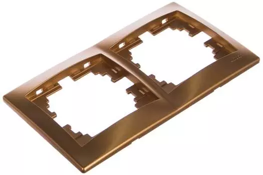 Рамка LEZARD КВАРТА Mira, горизонтальная, 2-поста, металлик золото (701-1300-147)