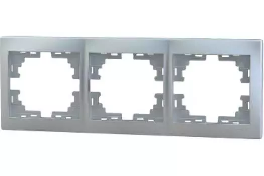 Рамка LEZARD Mira, горизонтальная, 3-поста, серый металлик (701-1000-148)