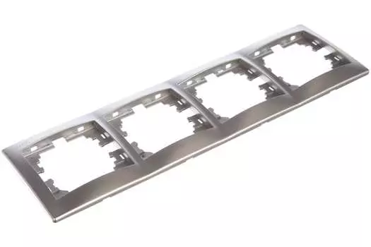 Рамка LEZARD Mira, горизонтальная, 4-поста, серый металлик (701-1000-149)