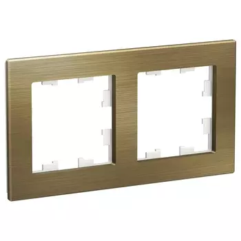 Рамка Schneider Electric ATLASDESIGN NATURE, 2-поста, металл латунь (ATN312202)