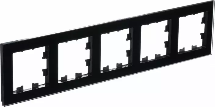 Рамка Schneider Electric AtlasDesign Nature, 5-постов, черное стекло (ATN321005)