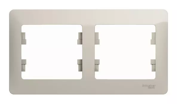 Рамка Schneider Electric GLOSSA, горизонтальная, 2-поста, молочный (GSL000902)