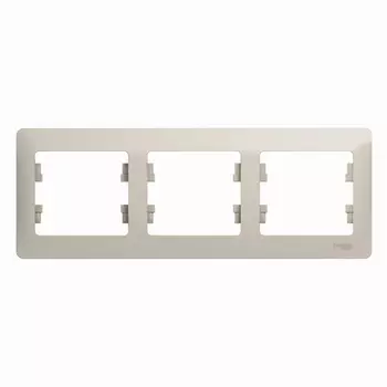 Рамка Schneider Electric GLOSSA, горизонтальная, 3-поста, молочный (GSL000903)