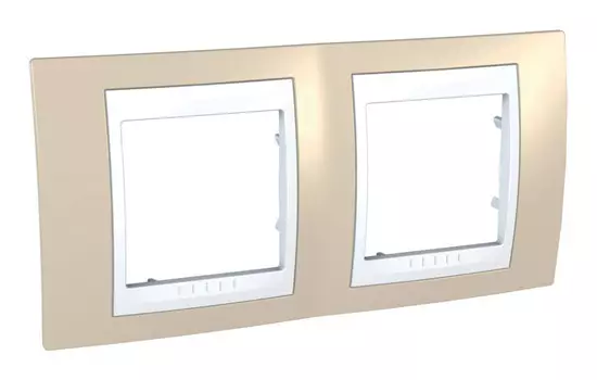 Рамка Schneider Electric UNICA ХАМЕЛЕОН, горизонтальная, 2-поста, песчаный/белая (MGU6.004.867)