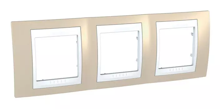 Рамка Schneider Electric UNICA ХАМЕЛЕОН, горизонтальная, 3-поста, песчаный/белая (MGU6.006.867)