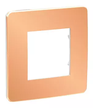 Рамка Schneider Electric UNICA STUDIO, горизонтальная и вертикальная, 1-пост, 2-модуля, медь/белый (NU280257)