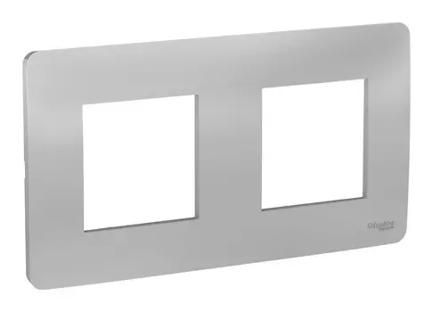 Рамка Schneider Electric UNICA STUDIO, горизонтальная и вертикальная, 2-поста, 4-модуля, алюминий (NU200430)