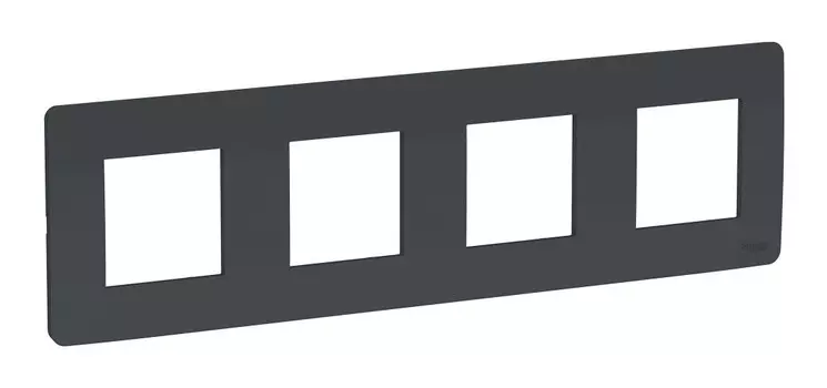 Рамка Schneider Electric UNICA STUDIO, горизонтальная и вертикальная, 4-поста, 8-модулей, антрацит (NU200854)