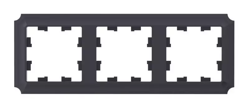 Рамка Systeme Electric AtlasDesign Antique, горизонтальная и вертикальная, 3-поста, карбон (ATN101003)