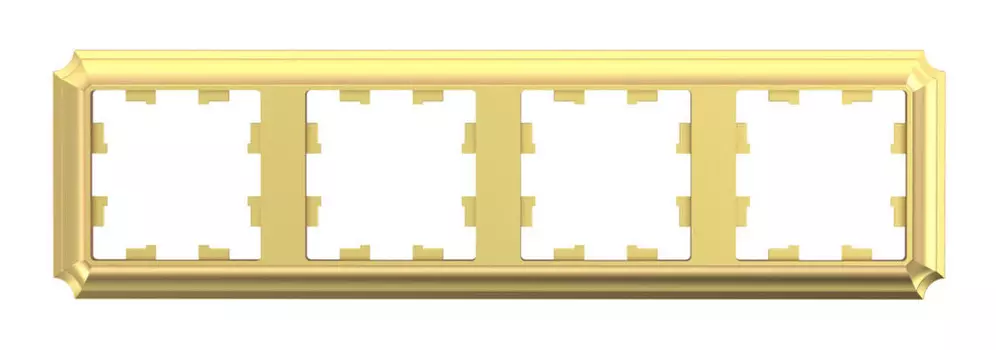 Рамка Systeme Electric AtlasDesign Antique, горизонтальная и вертикальная, 4-поста, золото (ATN101604)