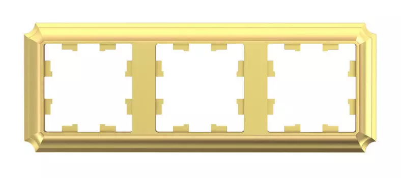 Рамка Systeme Electric AtlasDesign Antique, горизонтальная и вертикальная, 3-поста, золото (ATN101603)