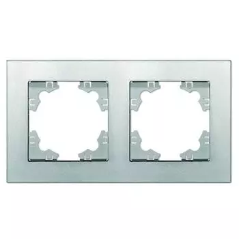 Рамка Universal Афина, 2-модуля, серебро (A0044-S)
