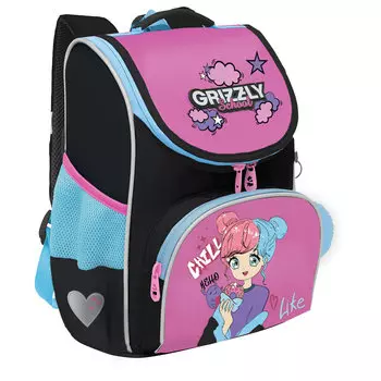 Ранец GRIZZLY LIKE, анатомическая, вентилируемая спинка, 1 отделение, голубой\розовый (RAm-484-6/1)