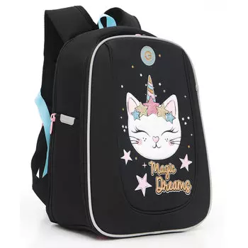 Ранец GRIZZLY MAGIC DREAMS, анатомическая, вентилируемая спинка, 2 отделения, черный (RAf-492-6/1)